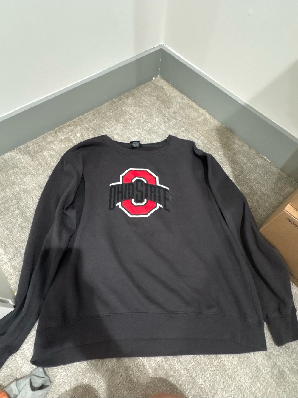 Colosseum Black Crewneck with Red Ohio Block O Logo